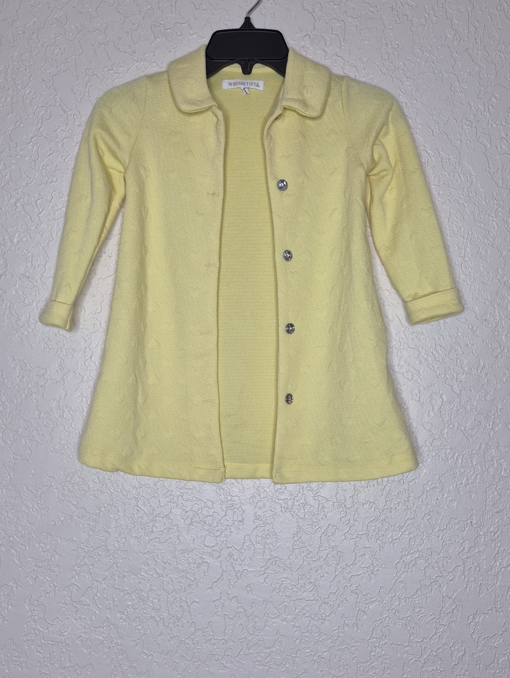 Nannette Kids Heart Print Coat Yellow Size 4T